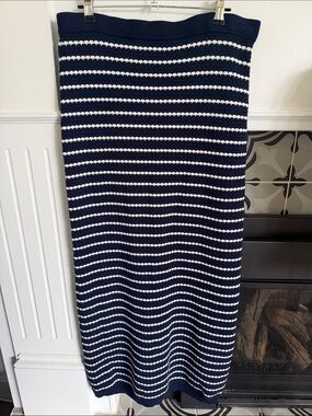 Freshman 1996  Navy and White Striped Knit Midi Skirt/tube top dress